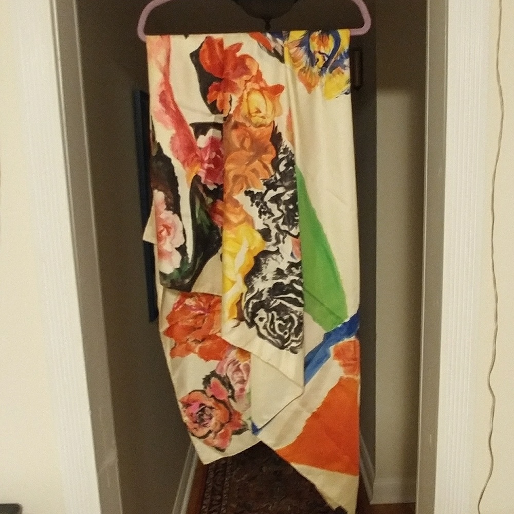 Vintage Eliakim giant hand painted silk scarf